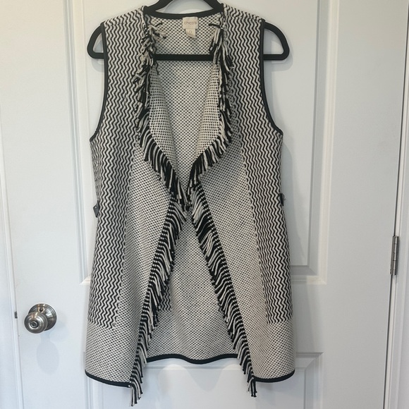 Chico's Monochrome Textured Knit Vest - Picture 1 of 5